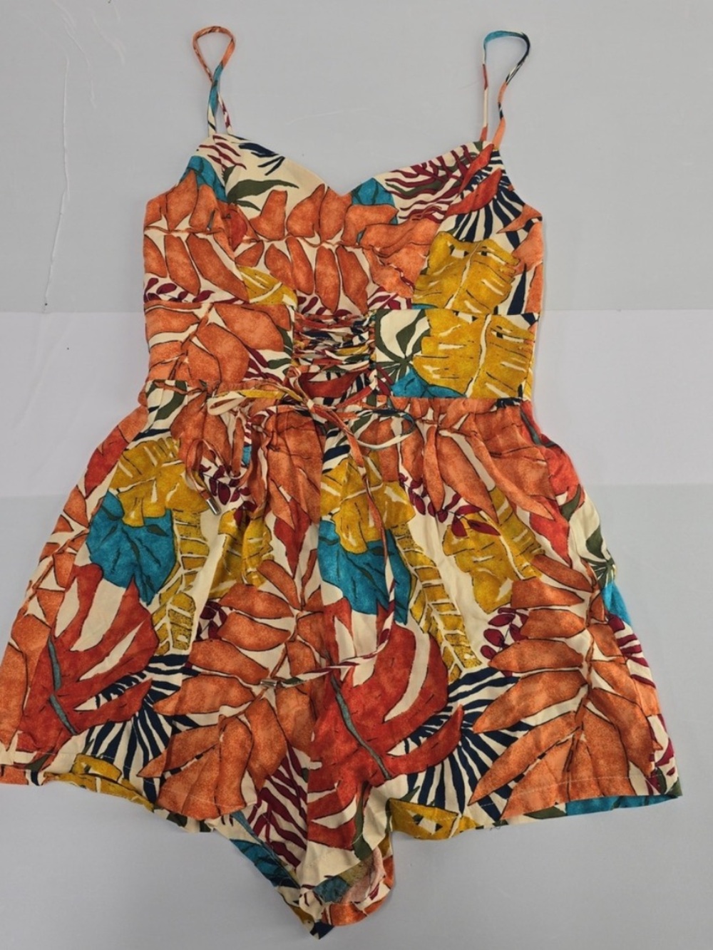 Forever 21 Tropical Tie Waist Romper